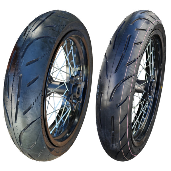 JML EN Supermoto wheel set 17" with road-approved tires
