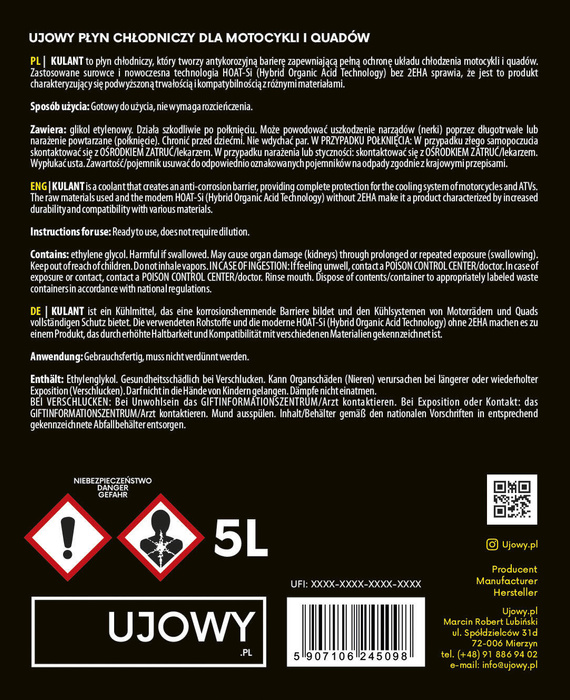Ujowy Kühlerflüssigkeit KULANT 5L KÜHLMITTEL
